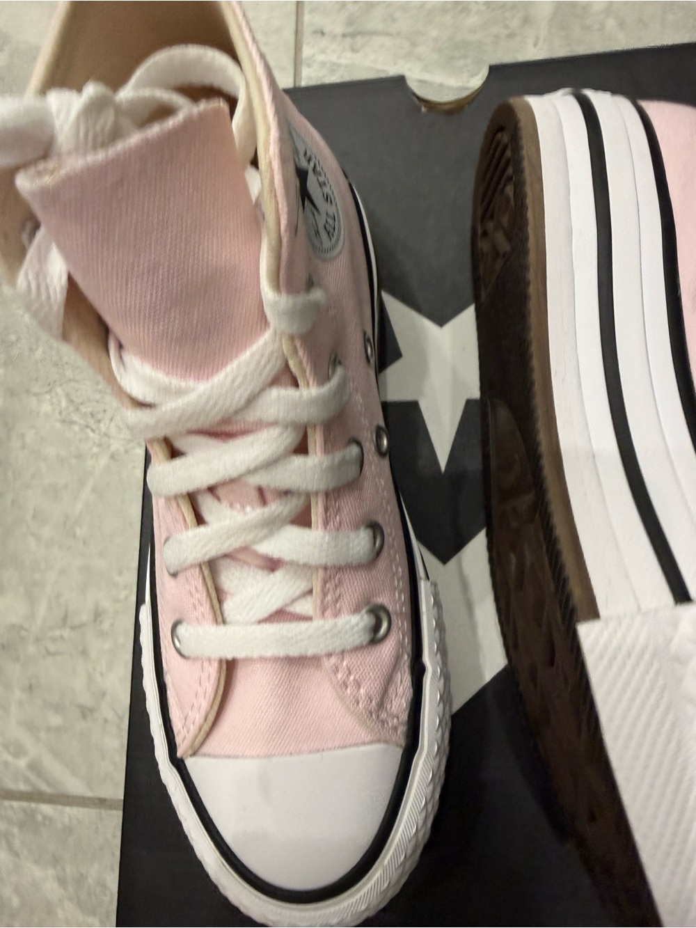 New girls Converse Sz 12 Pink High-Top Canvas Shoes Ctas Eva lift hi - Picture 5 of 8